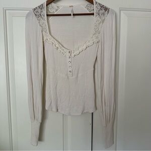 Free people White square neck lightweight long sleeve top - Size XS